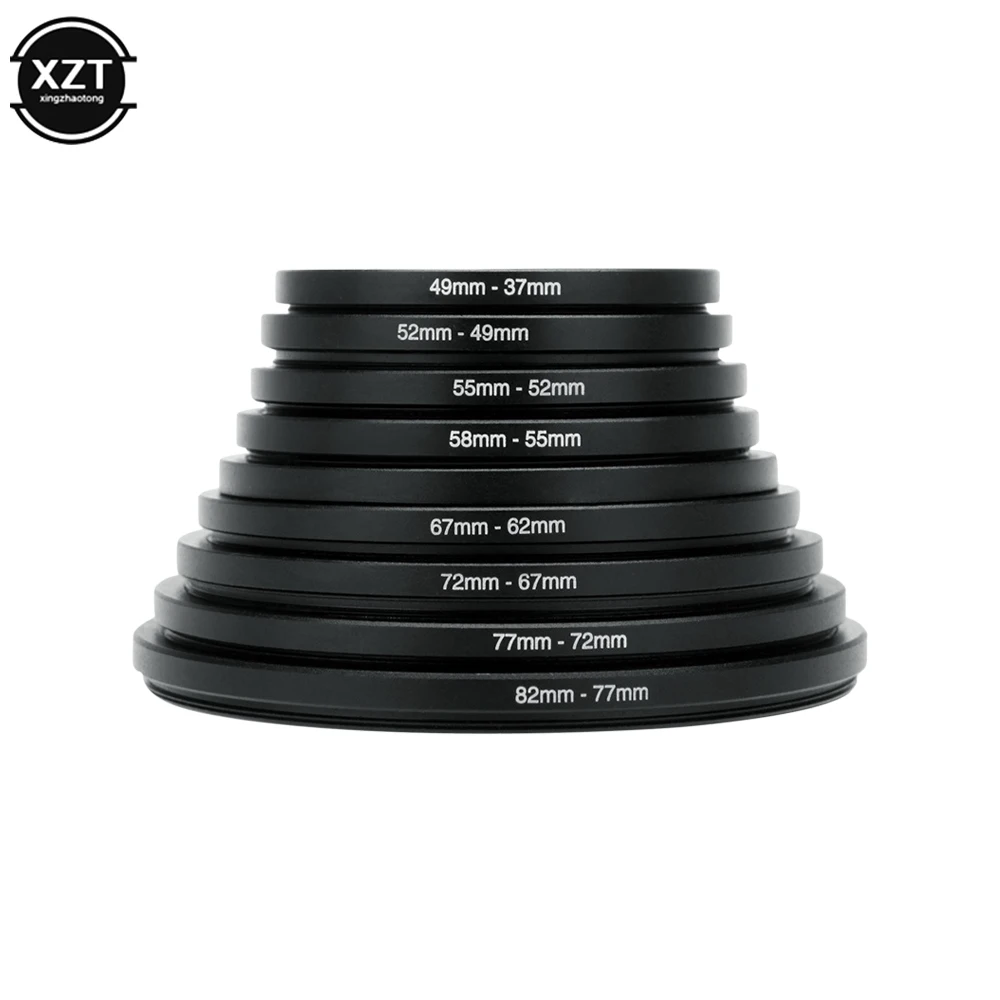 9pcs/SET 37-82mm Lens Step Up Filter Ring Adapter Set 37 49 52 55 58 62 67 72 77 82 mm Kit