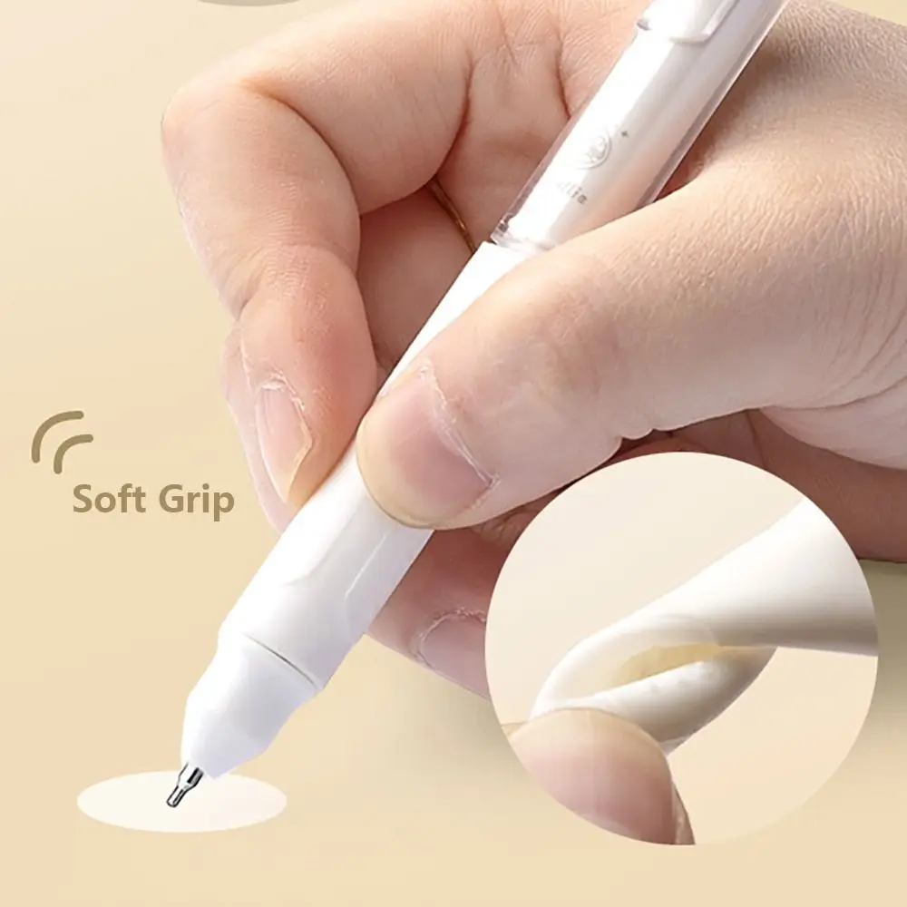 4PCS/Box Press Type Gel Pen Black Ink 0.5mm Pen Tip Neutral Pen Quick-drying Soft Grip Ballpoint Pen Student Test