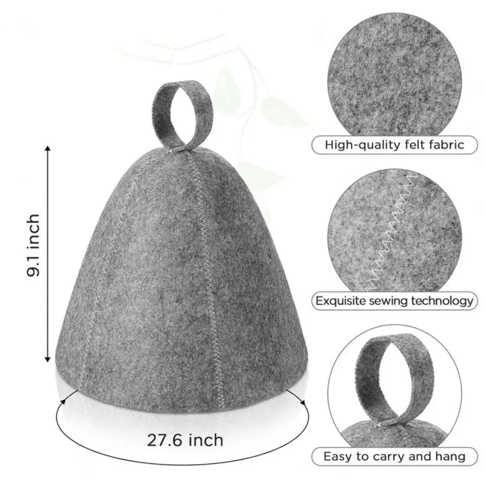 Felt Sunna Hat Unisex Vaporarium Hat Thermal Insulation Sauna Cap Water-absorbing Hair Drying Cap Spa Bath Accessories