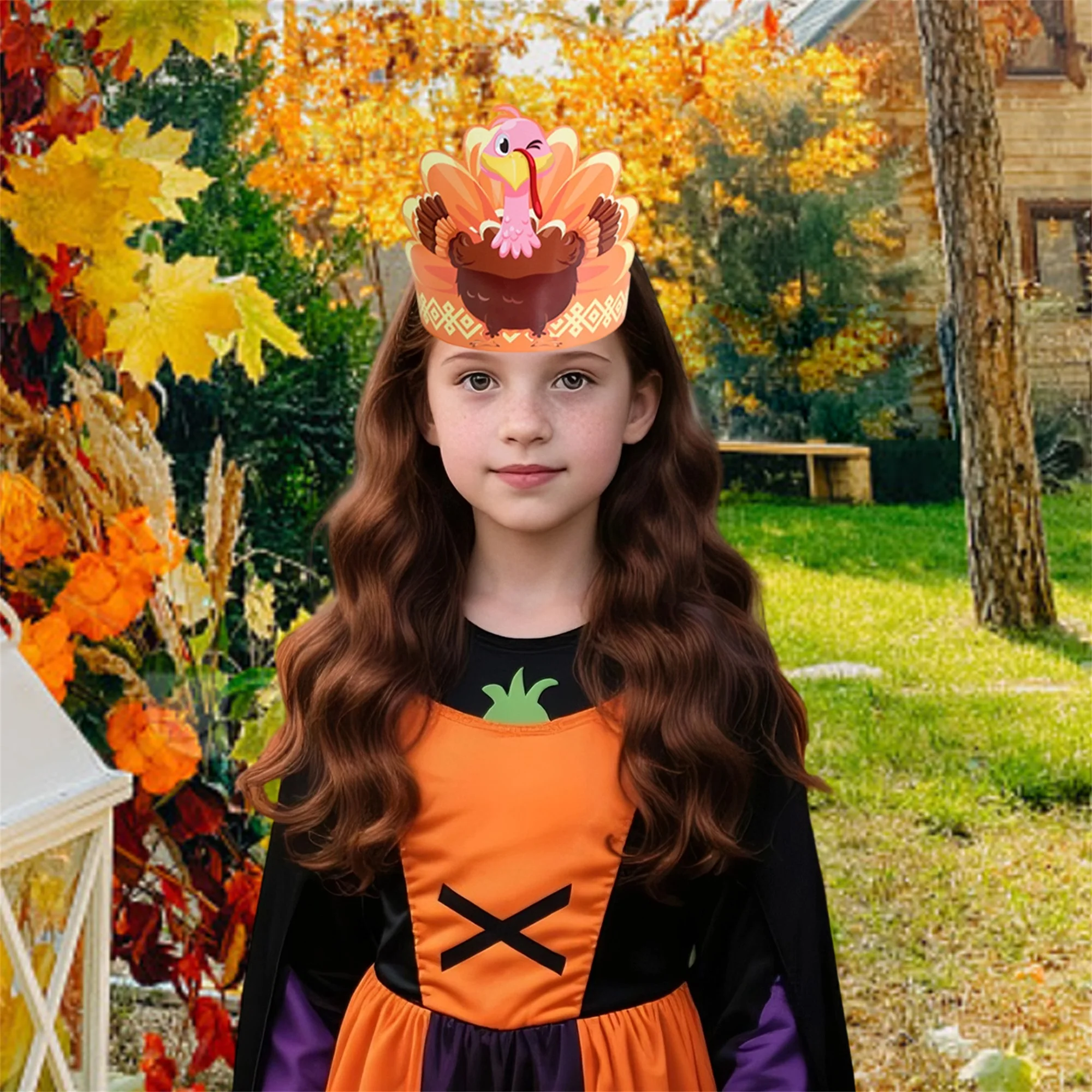 

12 шт. праздничные бумажные шапки из индейки на День Благодарения с шапками в виде тыквы для праздничных вечеринок и дней рождения