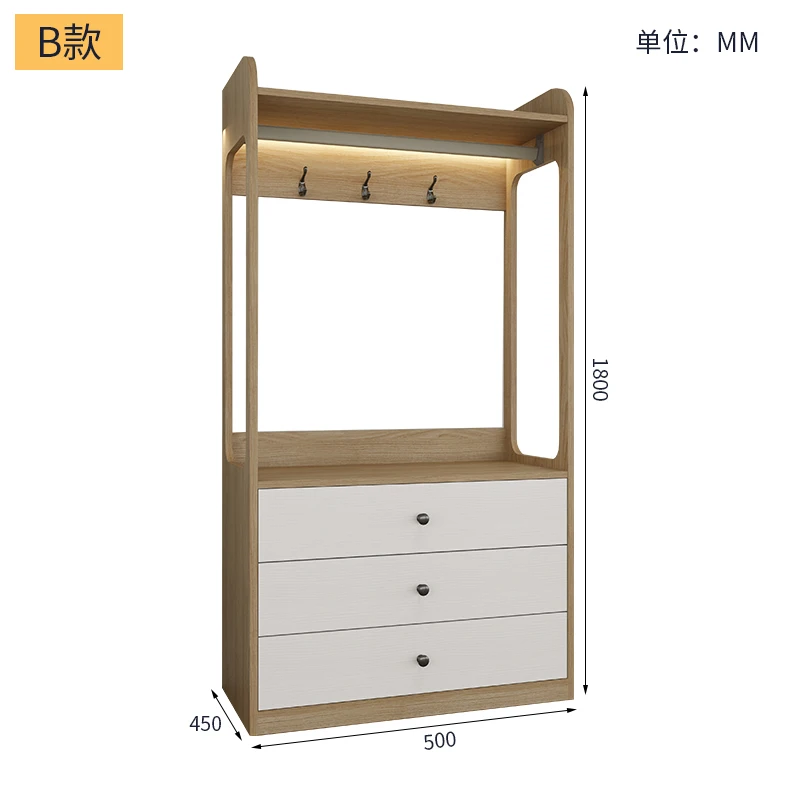 

Деревянная вешалка для одежды Бытовой шкаф от пола до потолка Вешалка для спальни Гостиная Комната с ящиками Стеллаж для хранения