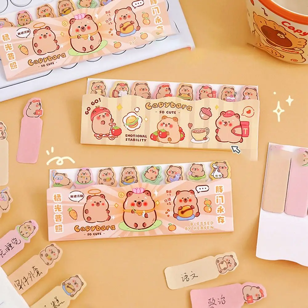 

Book Tabs Cute Capybara Index Tabs Self Adhesive Cartoon Memo Pad Multi-purpose Multifunction Sticky Notes Stationery Supplies