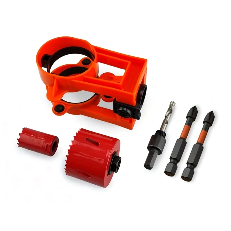 Kit fresco para instalação de fechaduras de portas de madeira, inclui serra de furo de 2-1/8 "–1", modelo guia e 2 pontas de chave de fenda