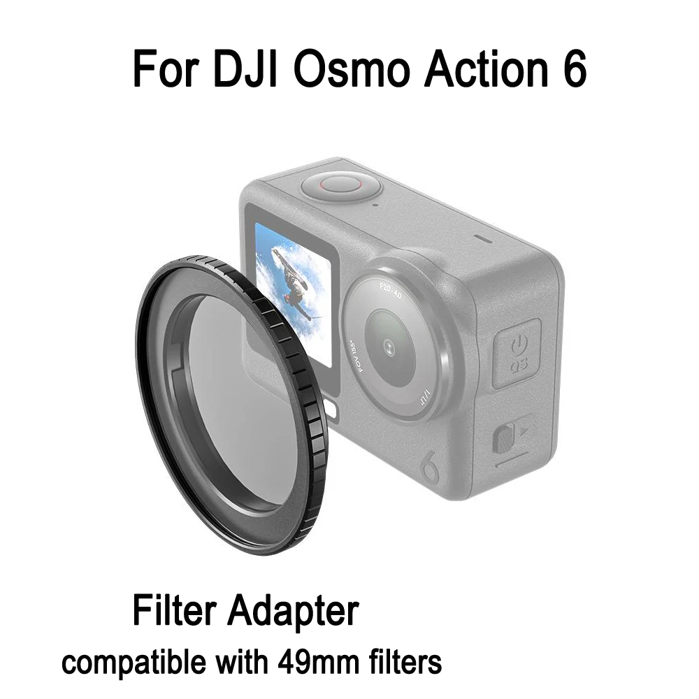 PULUZ Für DJI Osmo Action 6 Kamera-Filterhalter, Metallfilter-Adapter, kompatibel mit 49 mm Filtern