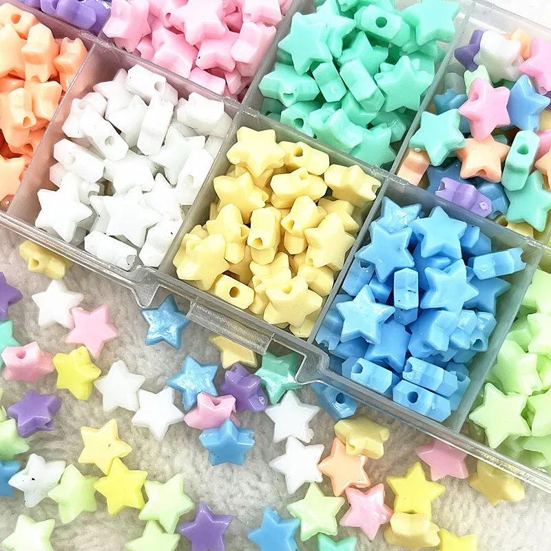 NEW 100pcs 10mm Candy Color Five-pointed Star Acrylic Loose Spacer Beads for Jewelry Making DIY Bracelets Accessories