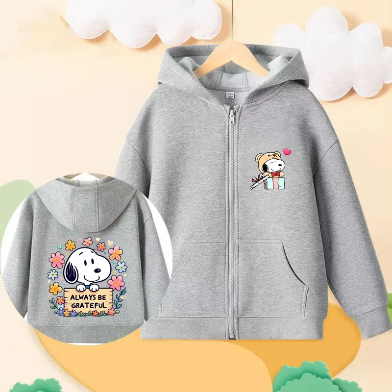 Snoopy cartoon anime children\'s hoodie zipper hoodie casual children\'s style boys and girls same style 3-14 years old