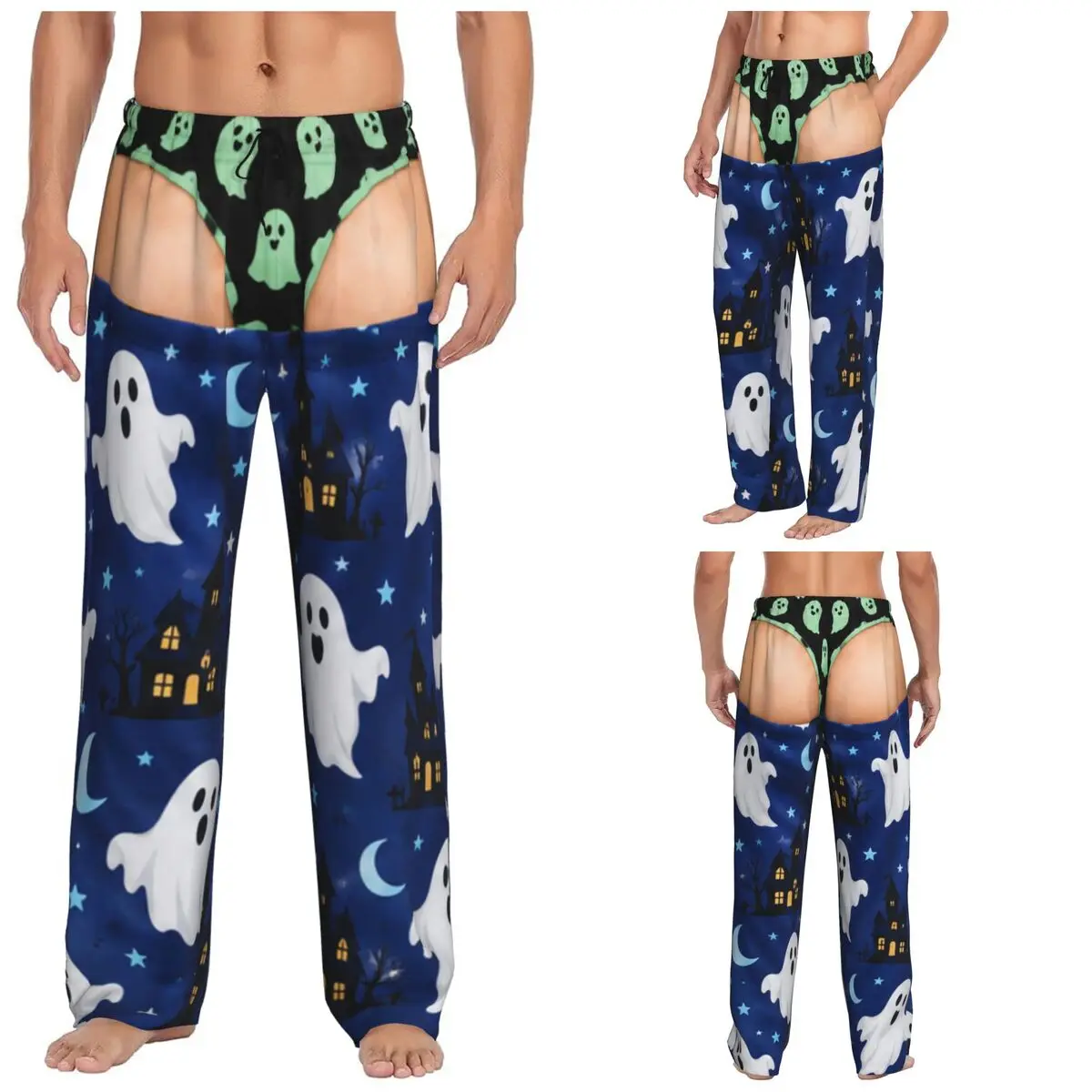 Funny Sexy Halloween Spider Web Spooky Gothic Raven Witchy Zombie Pumpkin Mens Sleep Bottoms Pants Soft Pajama Lounge Pants