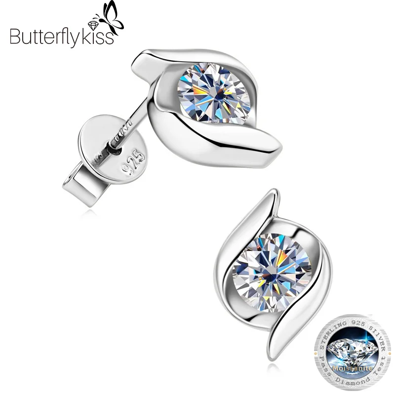 

Butterflykiss Premium Real Certified 0.5CT Muiltcolor Moissanite Earrings For Women Girl S925 Sterling Silver Diamond Ear Studs