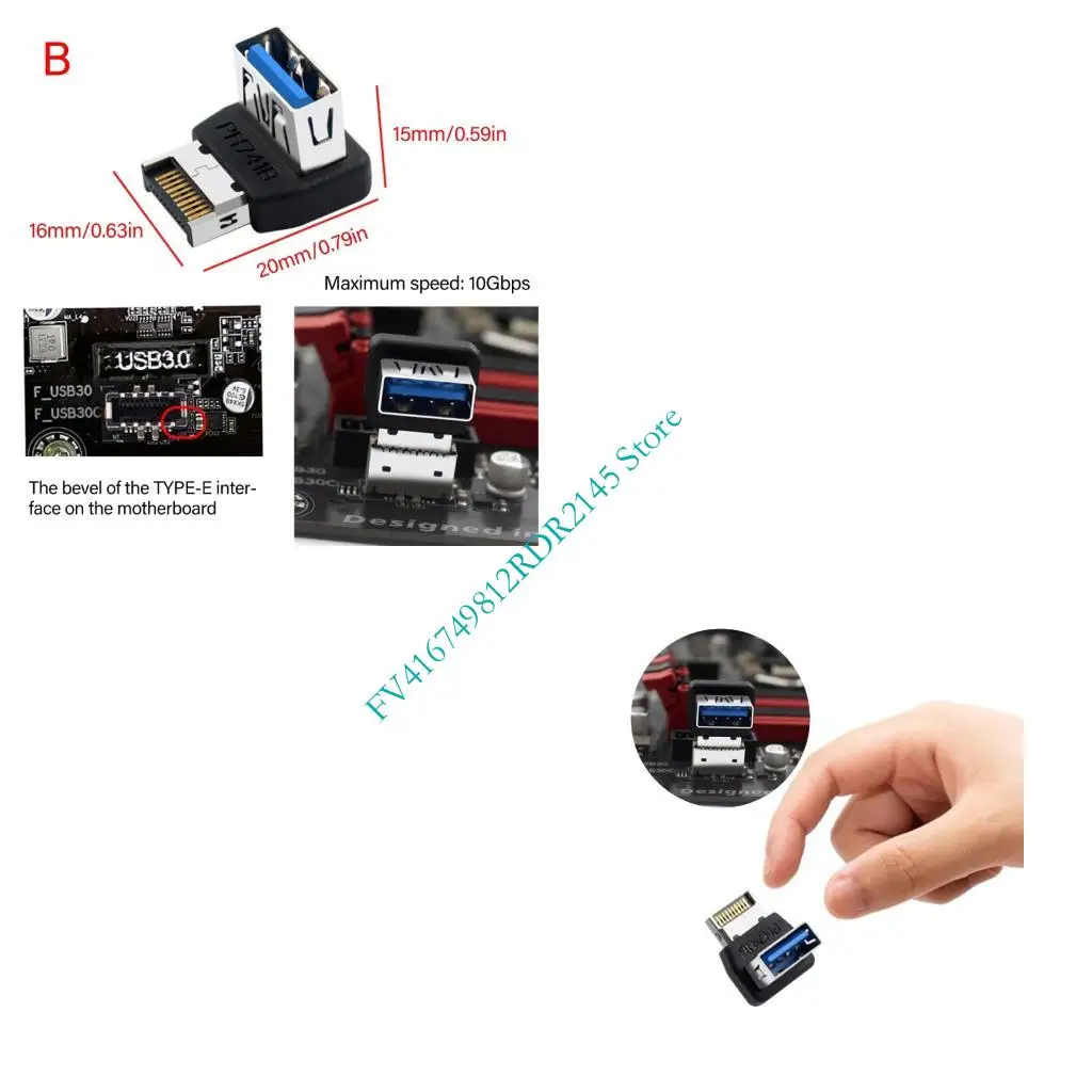 B2EF Płyta główna USB 3.1 Panel PRZEDUCZY PRZEDNI EDAPTER 90 Stopni kątowy wewnętrzny