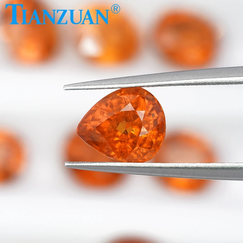 Natural Garnet Vivid Orange Color Pear Shape Brilliant Cut Loose Gem Stone with GRC Certified