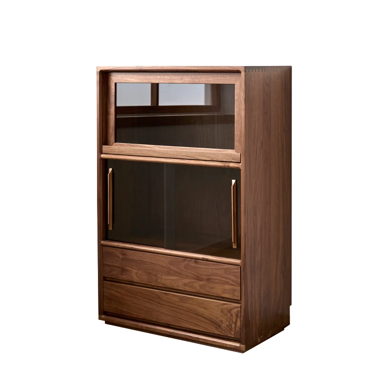 

Black walnut TV side cabinet Bookcase Solid wood display cabinet Side cabinet
