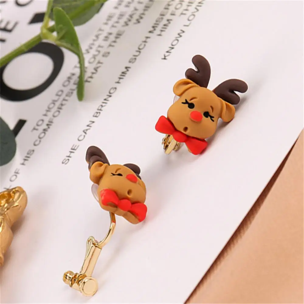 Christmas Eye-catching Reindeer Adorable Durable Christmas Tree Resin Earrings Trendy Fashion Popular Earrings Festive Resin