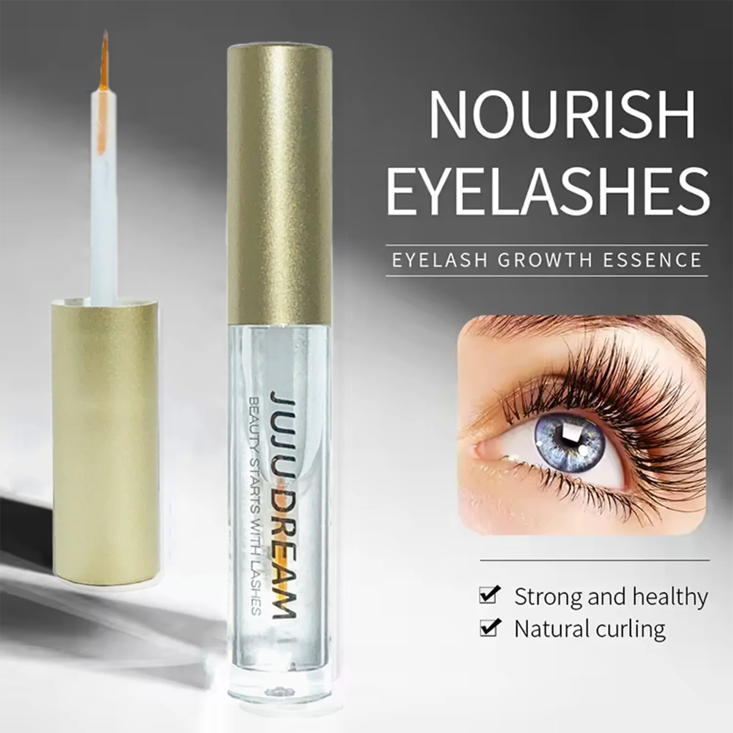 まつげ成長セラム – 急速な延長、DIY まつげと髪の使用、カールと太さ、ユニセックス、優しい、認定済み、肌に優しい