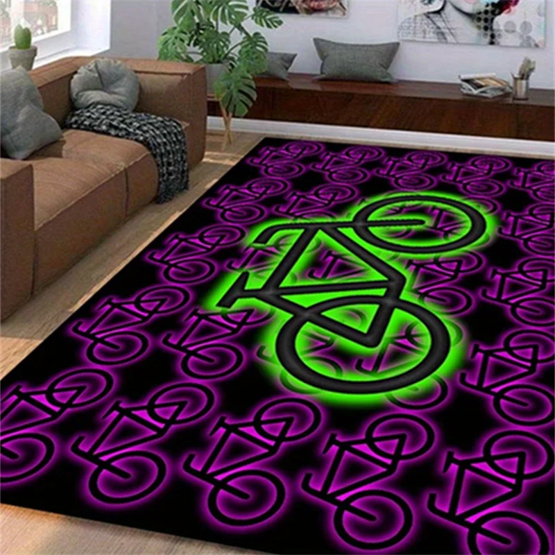 Neon Green Bicycle Doormat, Cool Cycling Pattern Floor Rug, Non-Slip Welcome Mat for Entryway Garage Home Decor Gift