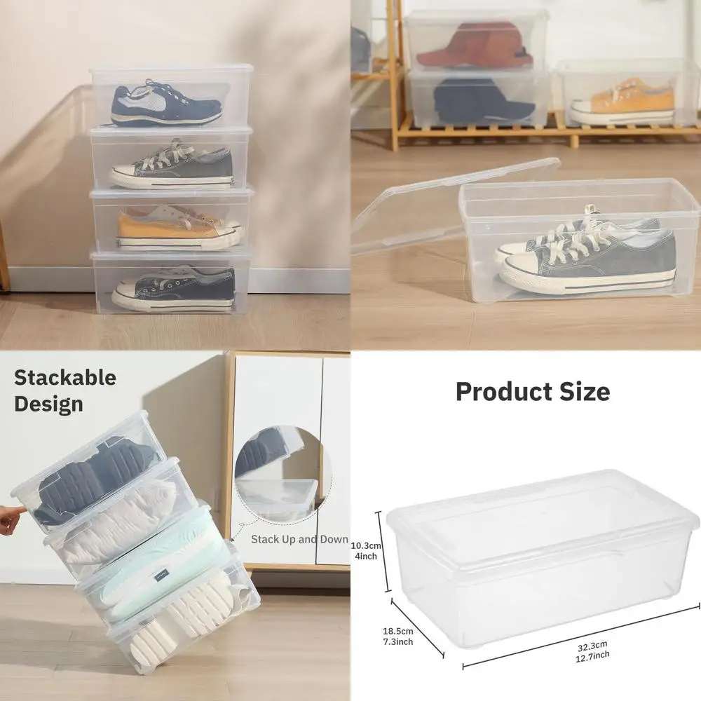 

Stackable 6-Qt Clear Plastic Storage Boxes with Lids, 12-Count for Organizing