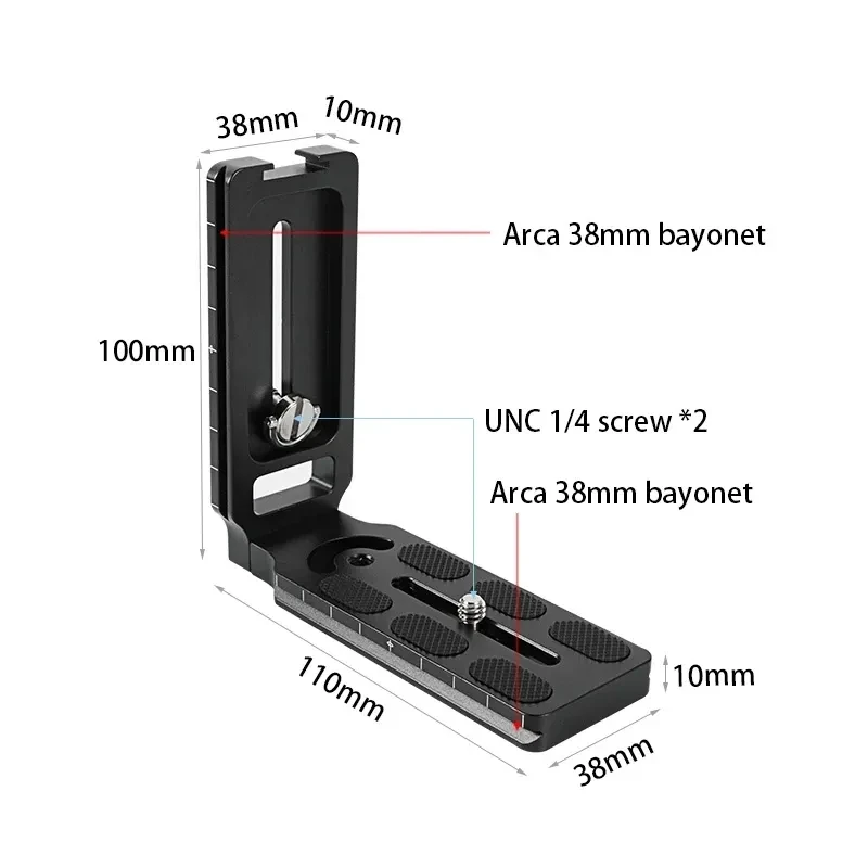 BEXIN CF02 Camera Vertical Plate Universal L-shaped Quick Release Plate with Cold Shoe L Plate for Arca Swiss Camera Tripod Head