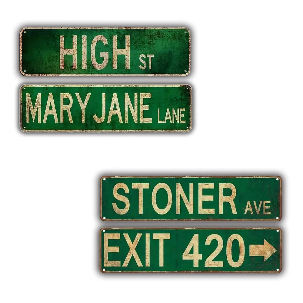 1pc, Vintage Rustic Retro Stoner Avenue Street Sign - 4''x16''/10cm*40cm - Perfect For Room, Home, And Wall Decor ,Metal Signs