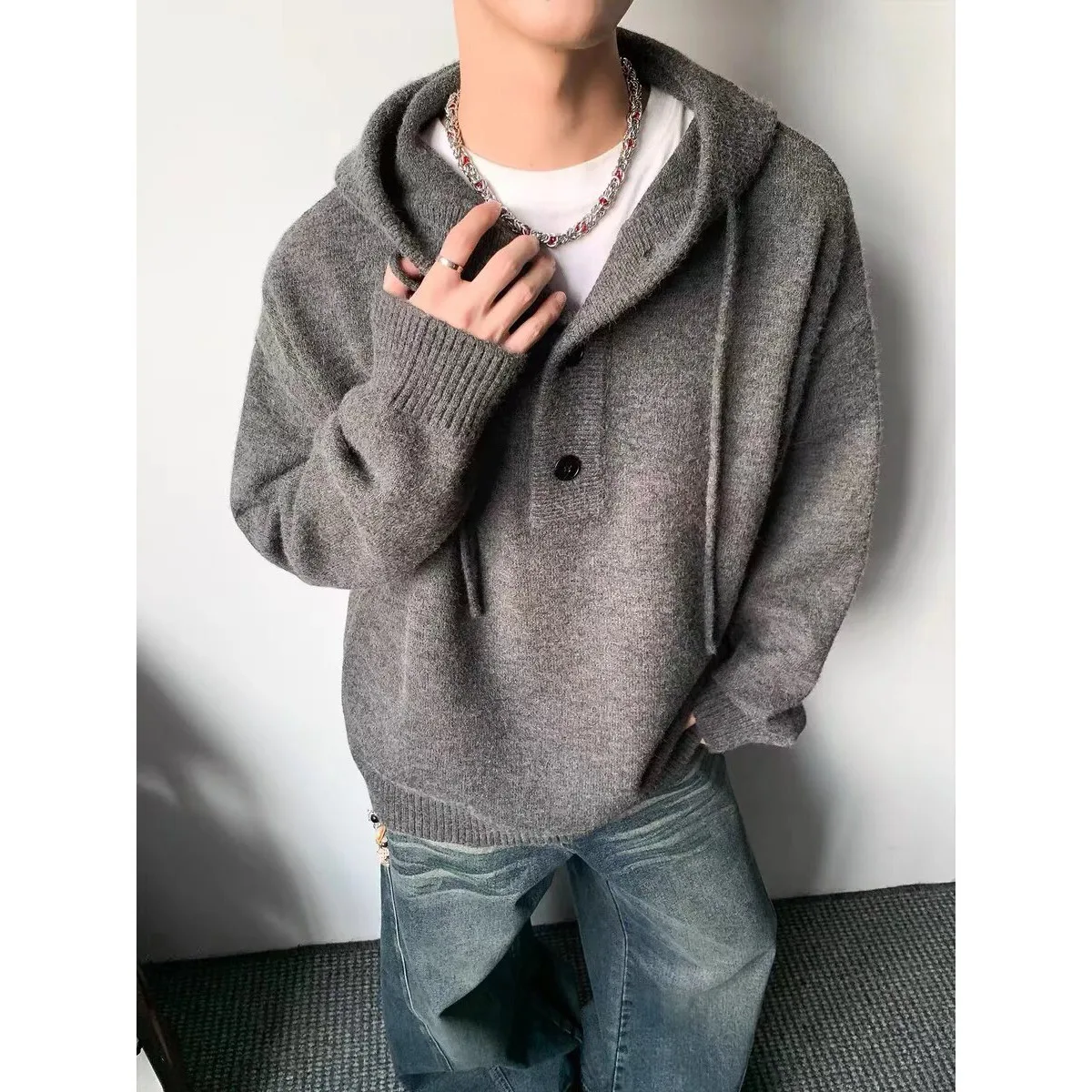 

Loose Fit American Sle Hoodie Knitwear Long Sve Men's Sweater for plus Size 250 Pou Autumn Winter New Arrival Casual ...