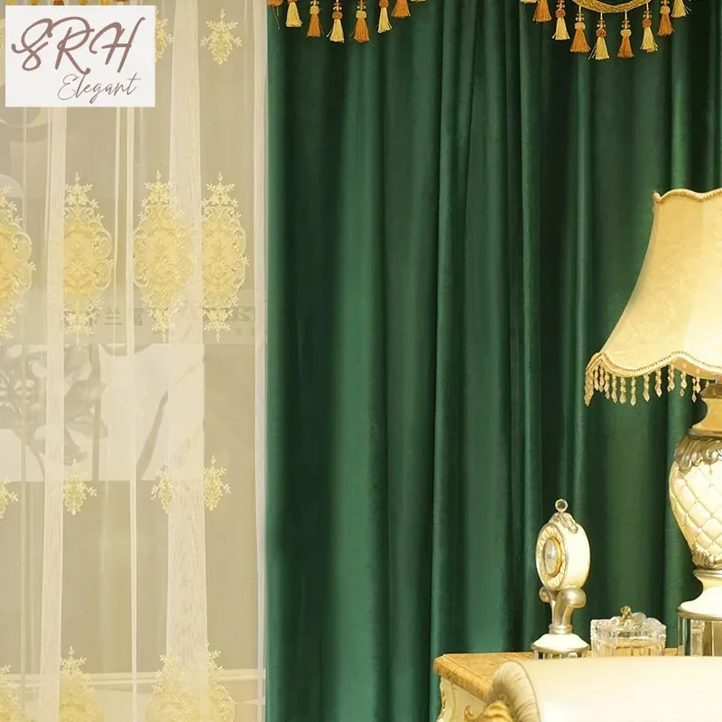 

European Luxury Curtain Court Style High-end Atmosphere Thickened Flannel Villa Living Room Bedroom Blackout Curtains Tulle Yarn