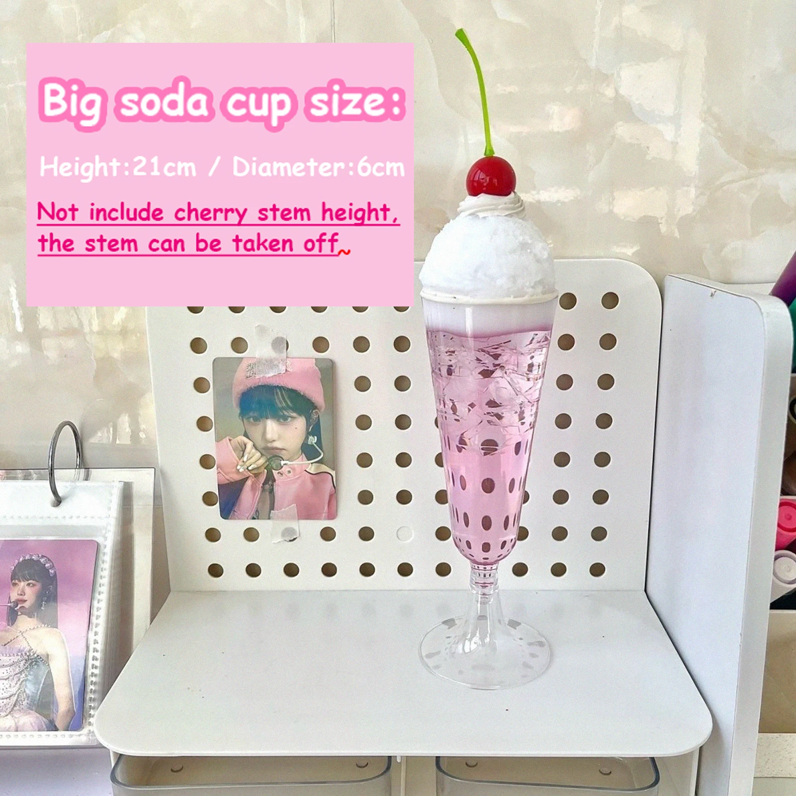 ピンクソーダカップモデル手作り手芸ソーダアイスクリームトッピングガラスカップクラフトデスク装飾品ガールズルーム装飾ギフト