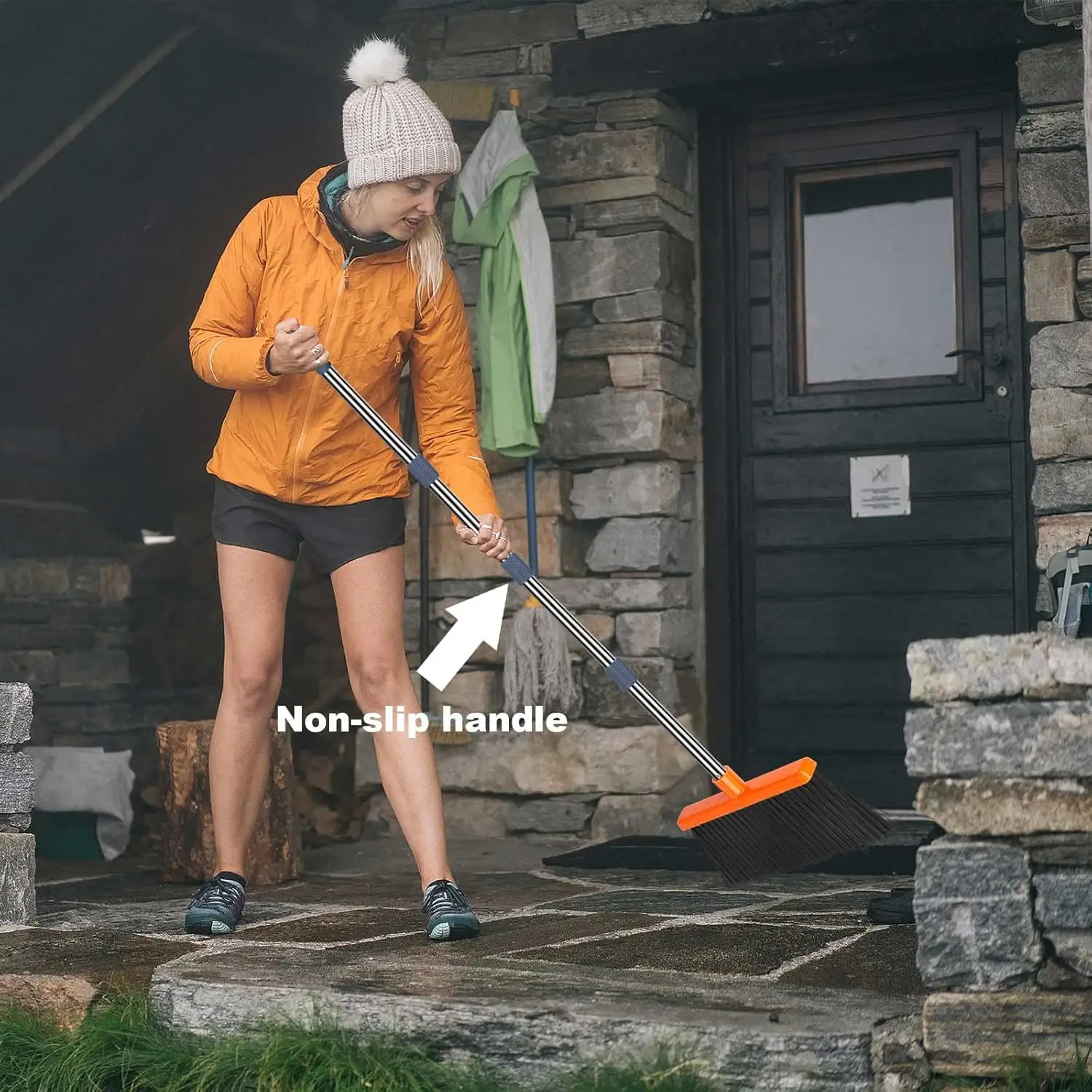 Lejtő Rekettye majd Szemétlapát állítsa self-cleaning vel Szemétlapát fogak indoor&outdoor Seprő, Eszményies Rekettye majd Szemétlapát (gray&orange)