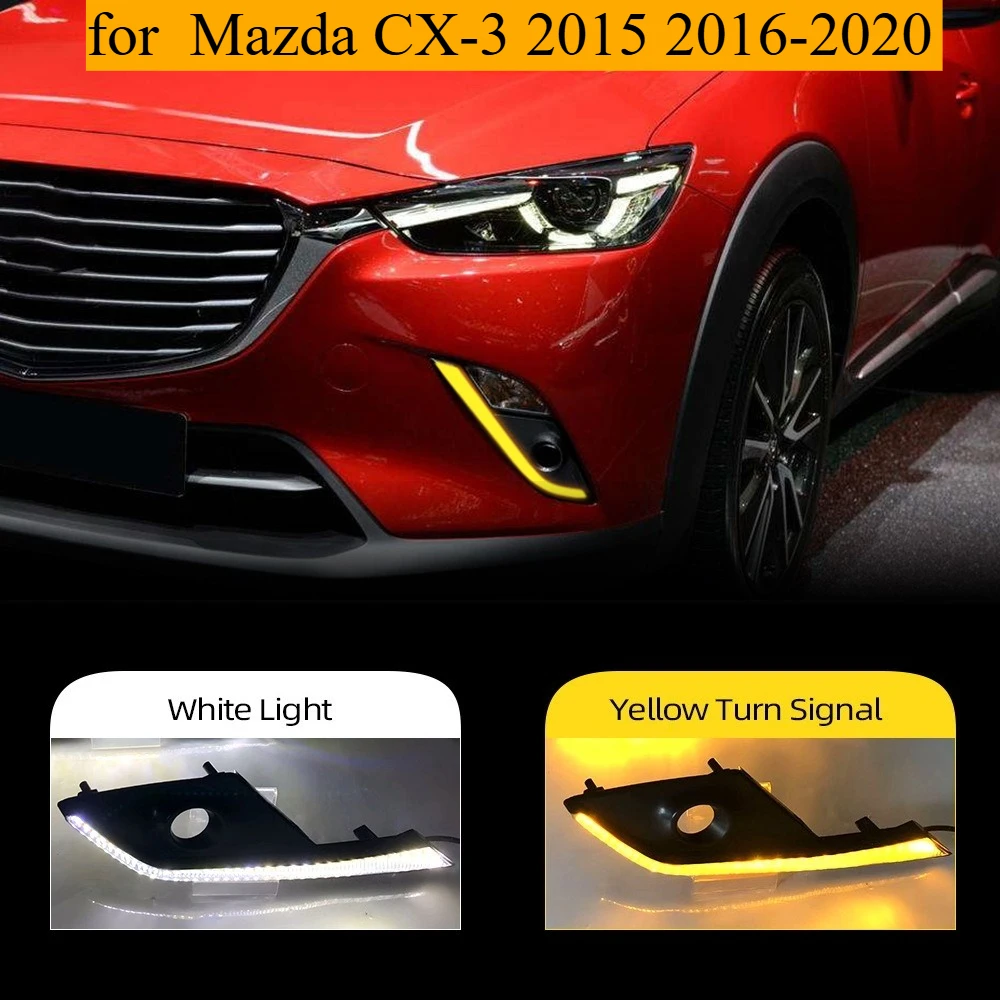 Suitable for  Mazda CX-3 2015 2016-2020 car fog light frame daytime running light two-color LED daytime running light steering