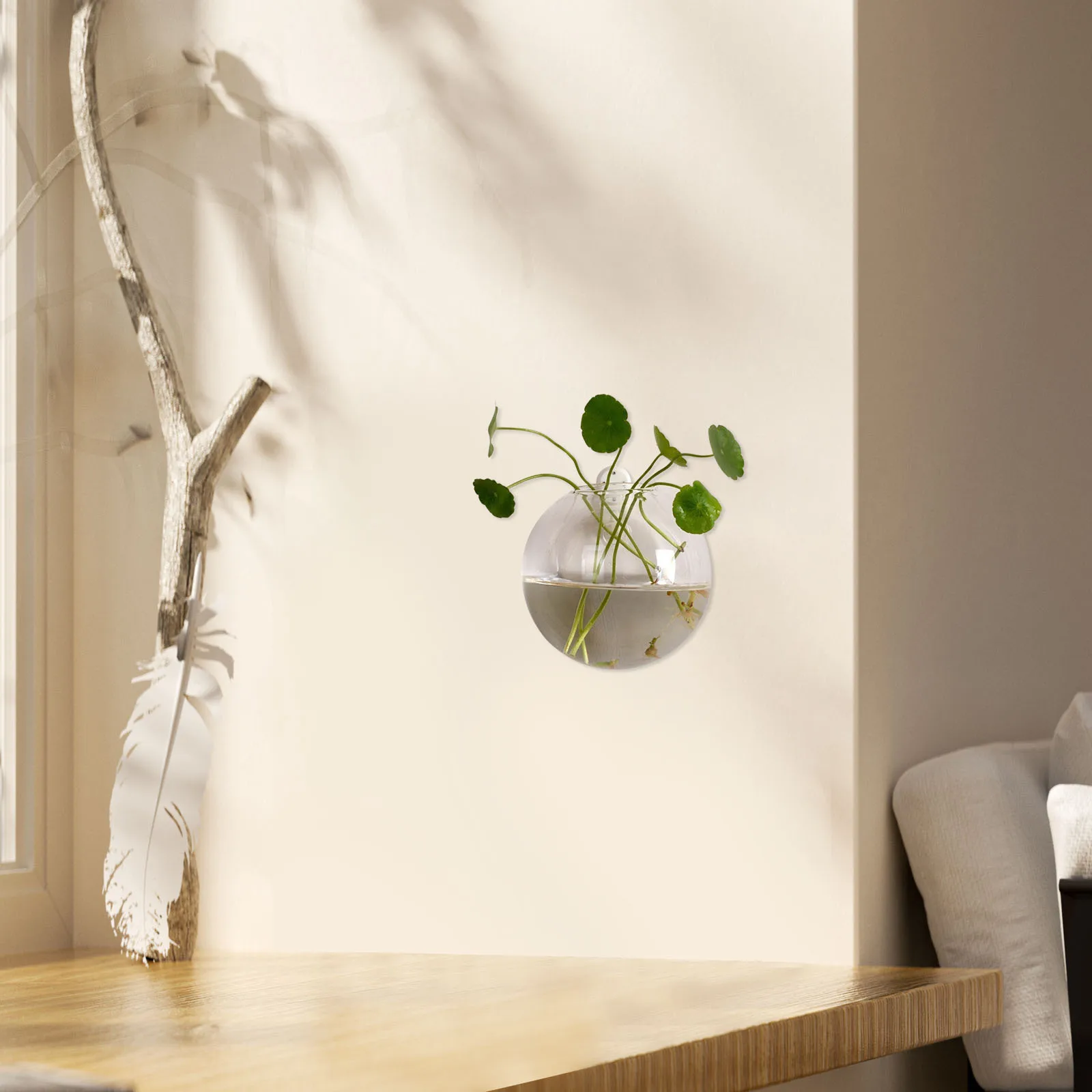 

Wall Mounted Clear Glass Hanging Vase Hydroponic Planter for Lucky Bamboo Succulents Air Plants and Decorative Fish Bowl