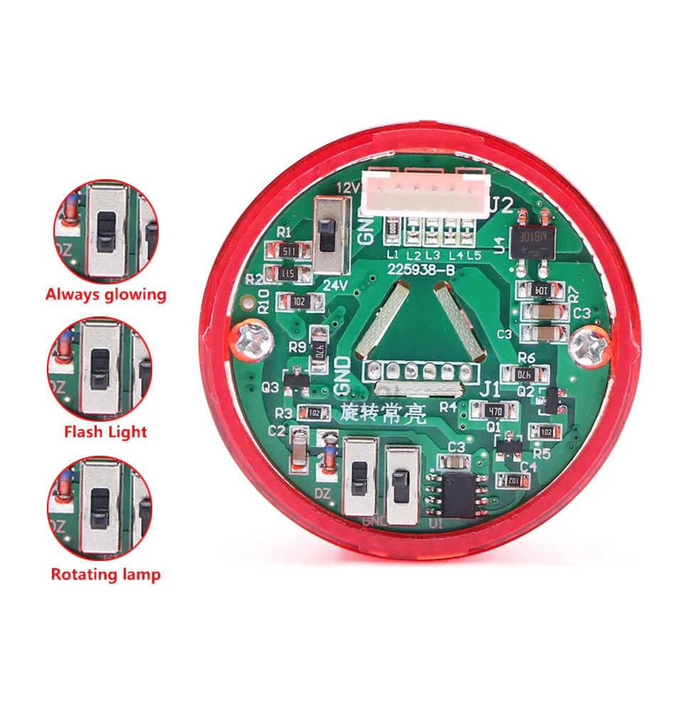 Imagem -04 - Multifuncional Conduziu o Dispositivo de Alarme Industrial Giratório 12v 24 v 110 v 220 v Optional da Luz de Advertência da Torre do Sinal Opcional Novo