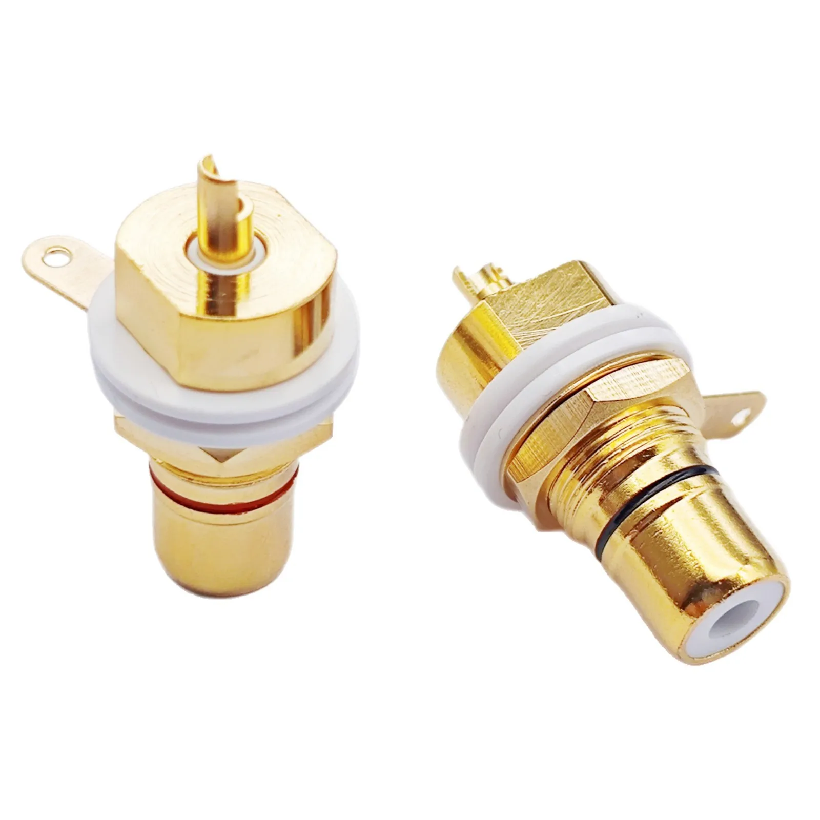 2PCS RCA Connector Female Panel Mount Socket Red BlackAV Terminal for Consumer Electronics Audio Video Equipment Chassis Adapter
