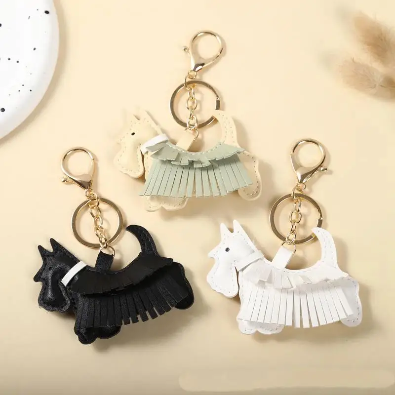 Trendiger Schnauzer-Taschenanhänger aus PU-Leder mit Fransen, einzigartiges Auto-/Taschen-Accessoire, niedliches Ornament für Hundeliebhaber – Detail 3