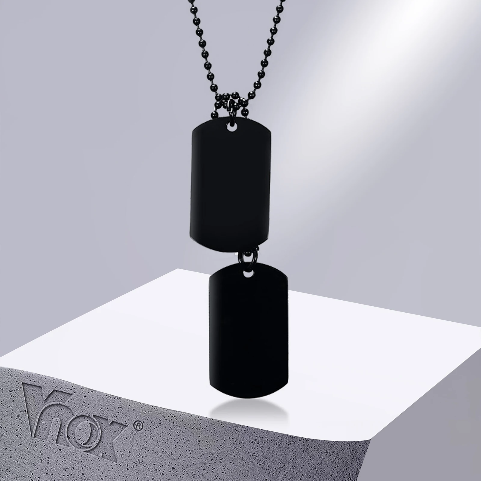 Vnox Stainless Steel Double Dog Tag Necklace for Men High Polished Pendant ID Men Jewelry 24\