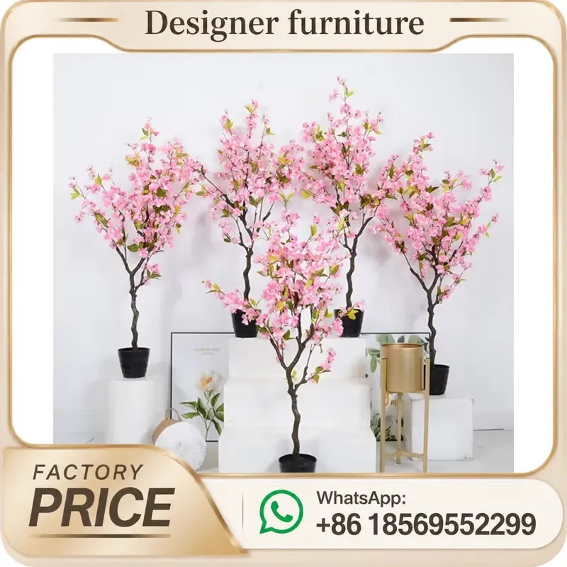 For Indoor Decoration Artificial Cherry Blossom Bonsai Pink Small Tree Potted Plant Garden Supplies Home Office Decor