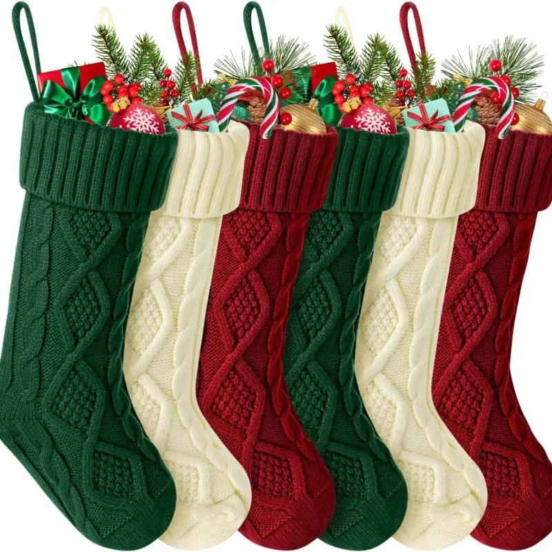 

Christmas Stockings For Kids Large Size Cable Knit Stocking Christmas Decorations For Family Party