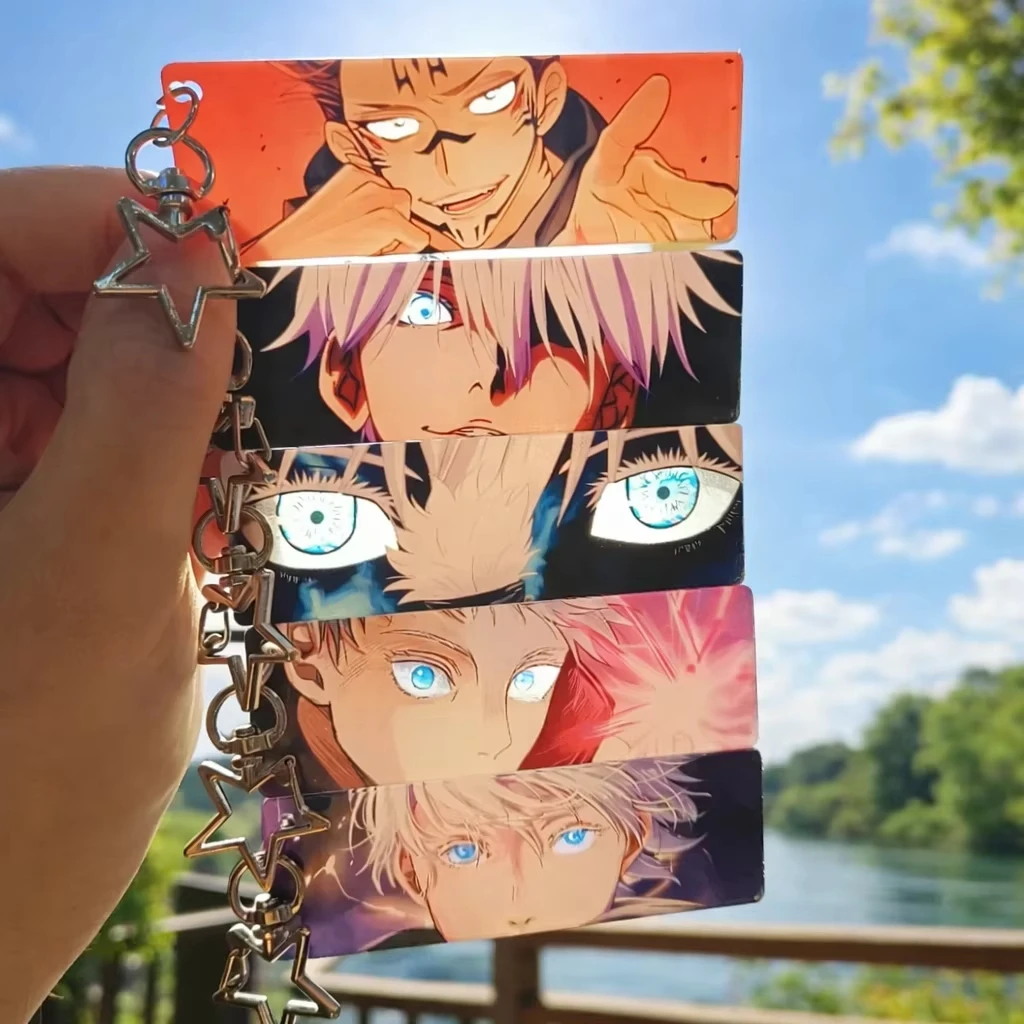 Anime Jujutsu Kaisen Acrylic Strip Keychain Gojo Satoru Ryomen Sukuna Card Bag Pendant Star Keyring Fans Collectible Gift
