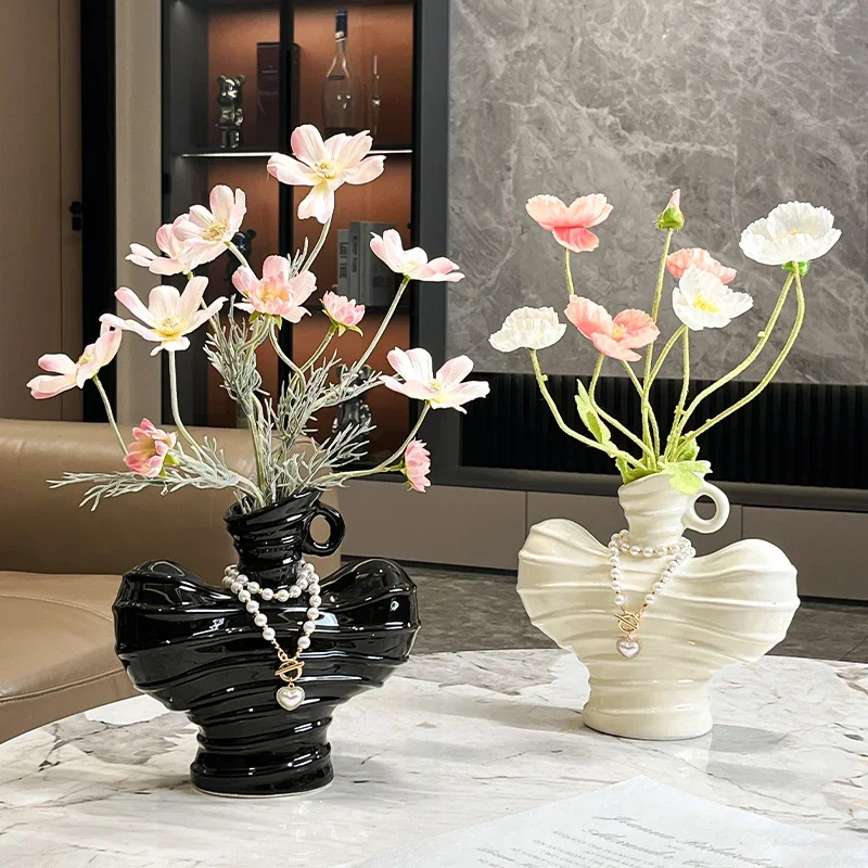 Nordic Ceramic Vase Abstract Art Ornament Living Room Tea Table Dining Table Flower Arrangement Utensils Home Decoration