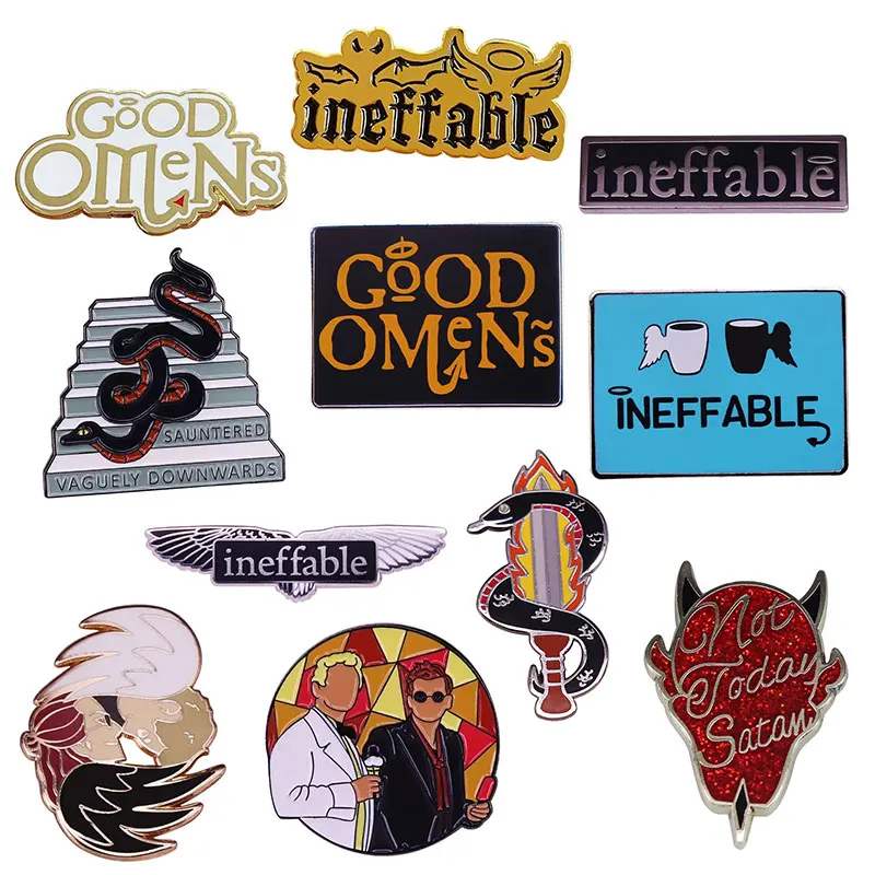 Ineffable Good Omens Enamel Pin Angel & Demon Aziraphale And Crowley Metal Brooch Badge Jewellery Backpack Accessory Gifts