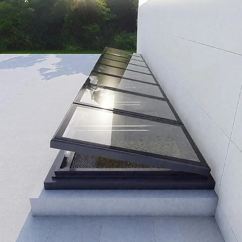 Intelligent Motorized Moving Glass Panel Roof Design Staircase Exit Electric Retractable Sliding Roofing Skylight Window Systems