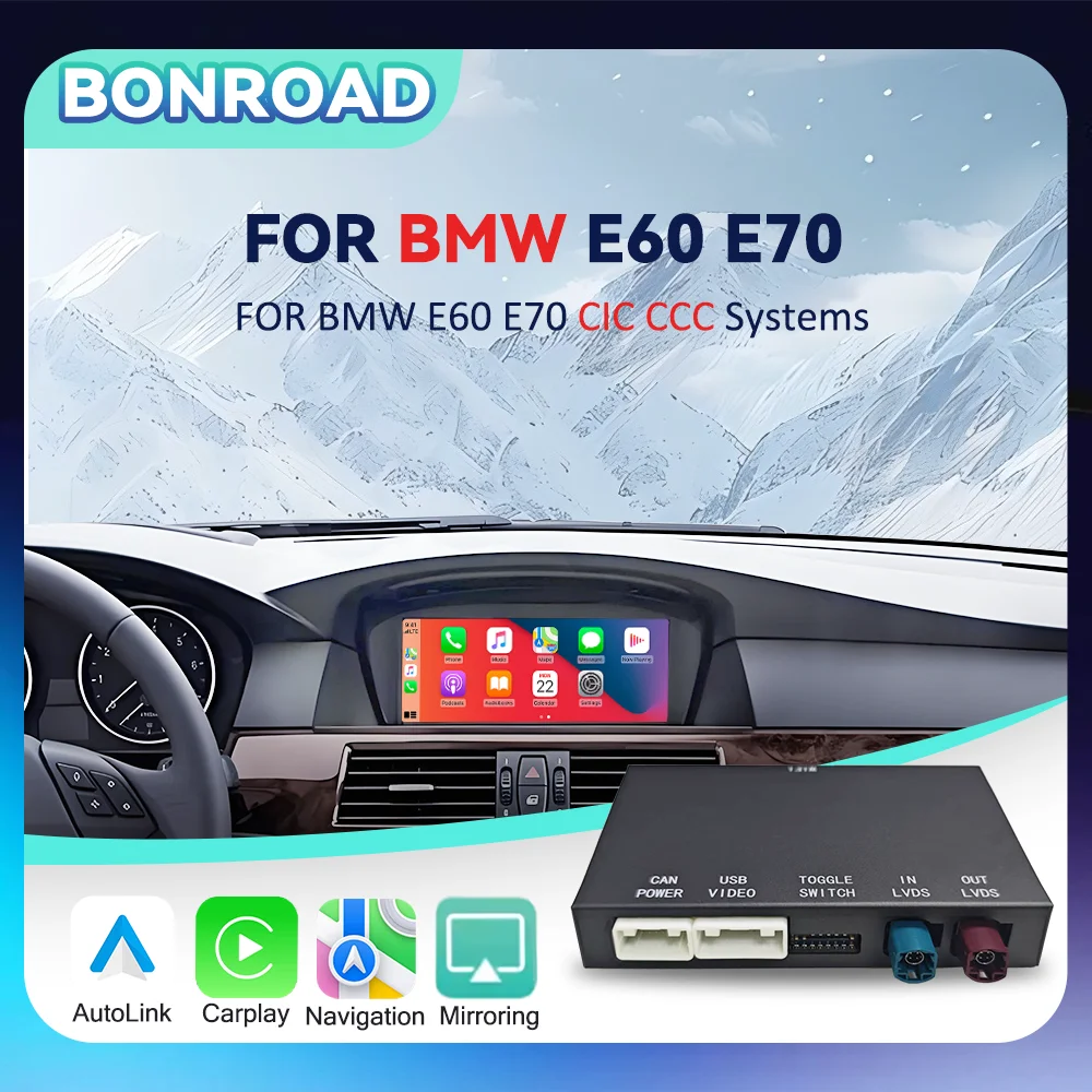 BONROAD اللاسلكية CarPlay أندرويد السيارات محول لسيارات BMW E60 E61 E62 E63 E64 CCC CIC بلوتوث مرآة ربط واجهة وحدة
