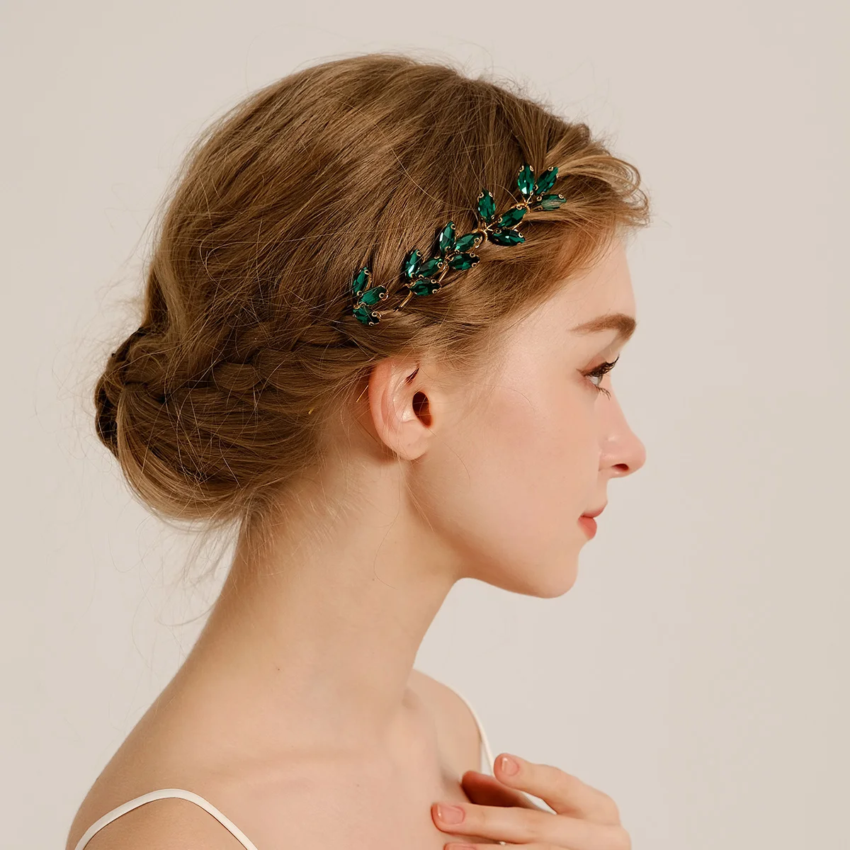 Fashion Green Hair Comb & Pin Set Rhinestone Crystal Hair Clip Headpiece Bride Wedding Jewelry Accessories Bridesmaid Gift image 2