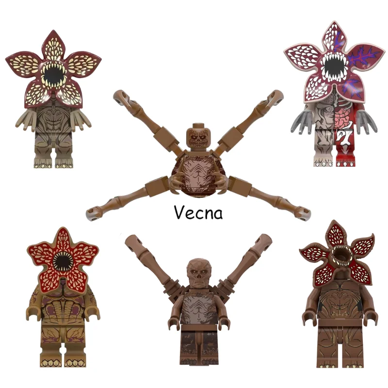 Juego de 4 Piezas de Bloques de Construcción de Personajes de la Serie de TV Horror, Dustin, Mike, Lucas, Will, Demogorgon, Figuras de Acción, Juguetes para Niños