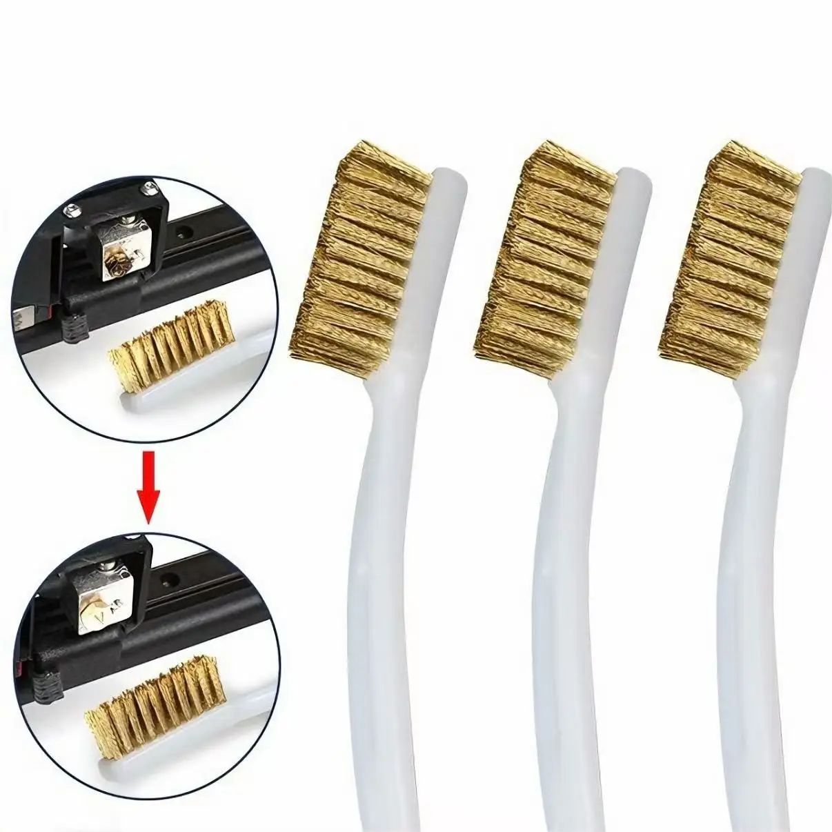1/3/5pcs Mini Brass Wire Brush Set for Paint & Rust Removal Industrial Metal Polishing Burr Cleaning Tool