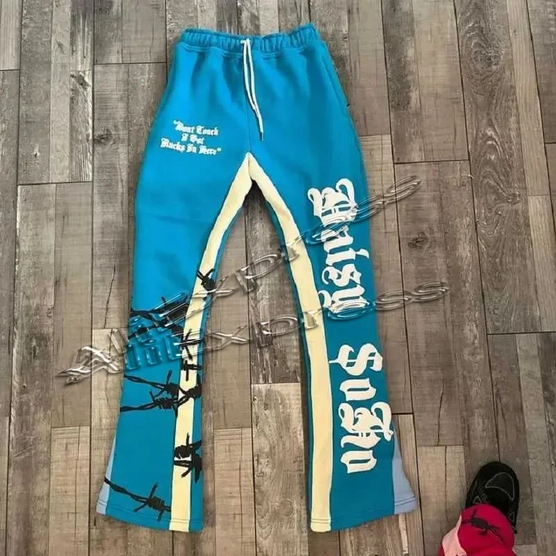 Y2k Flared Pants Hip Hop Men Loose 3D Print Trousers Casual Sweatpants Mid Waist Sporty Female Streetwear Vintage Flared Pants 4
