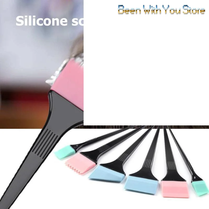 

6pcs Random Color Silicone Hair Dyeing Brush Spatula Brush Mixing Stirrer Kit For Hair Pro Salon Hairderssing Styling Tools