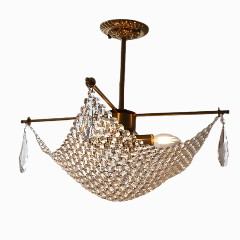 

Art crystal net chandelier, postmodern Italian American French light luxury dining room bedroom retro lamps