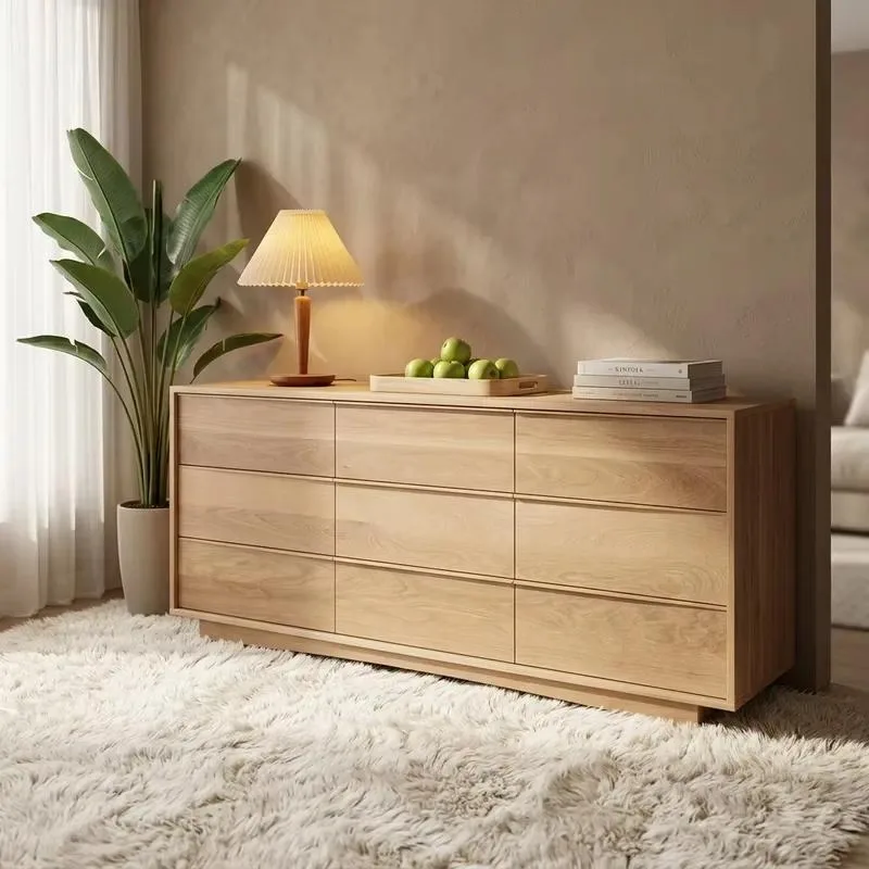 Medieval White Oak 9 Drawer Wide Drawer Cabinet Bedroom TV Cabinet Living Room Home Locker