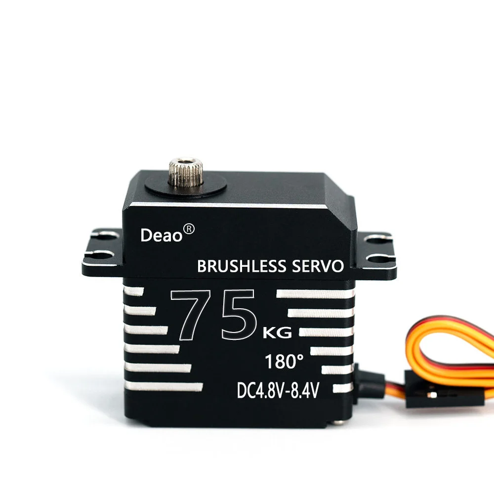 75KG High Torque Brushless Digital Servo, 4.8V-8.4V CNC Aluminum Case Metal Gear 180° Large Steering Gear For RC Truck Robot