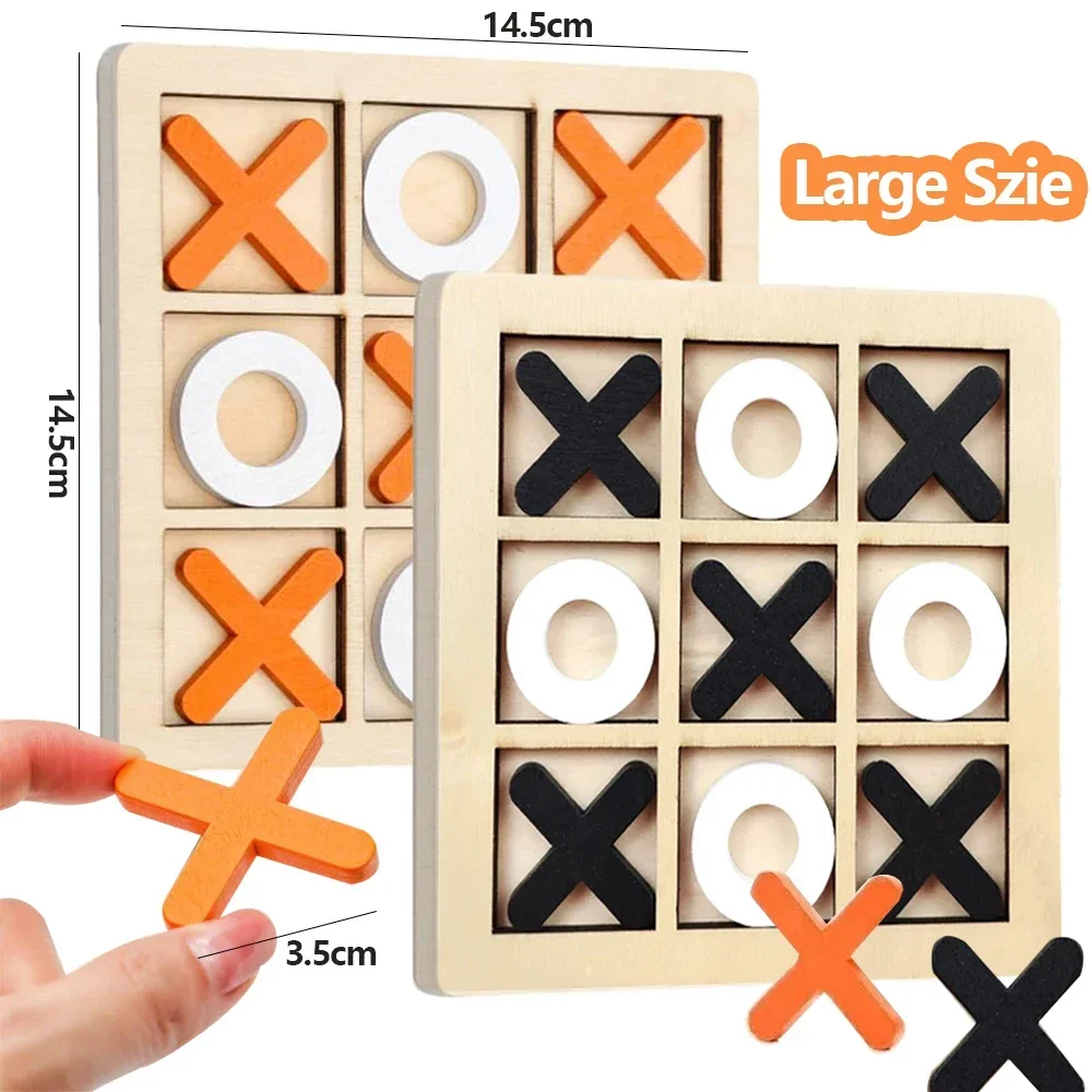 Wooden Xo Tic Tac Toe Game Mini Chess Board Interaction Puzzle Training Montessori Educational Toys Gift For Kids Boy JJ3259
