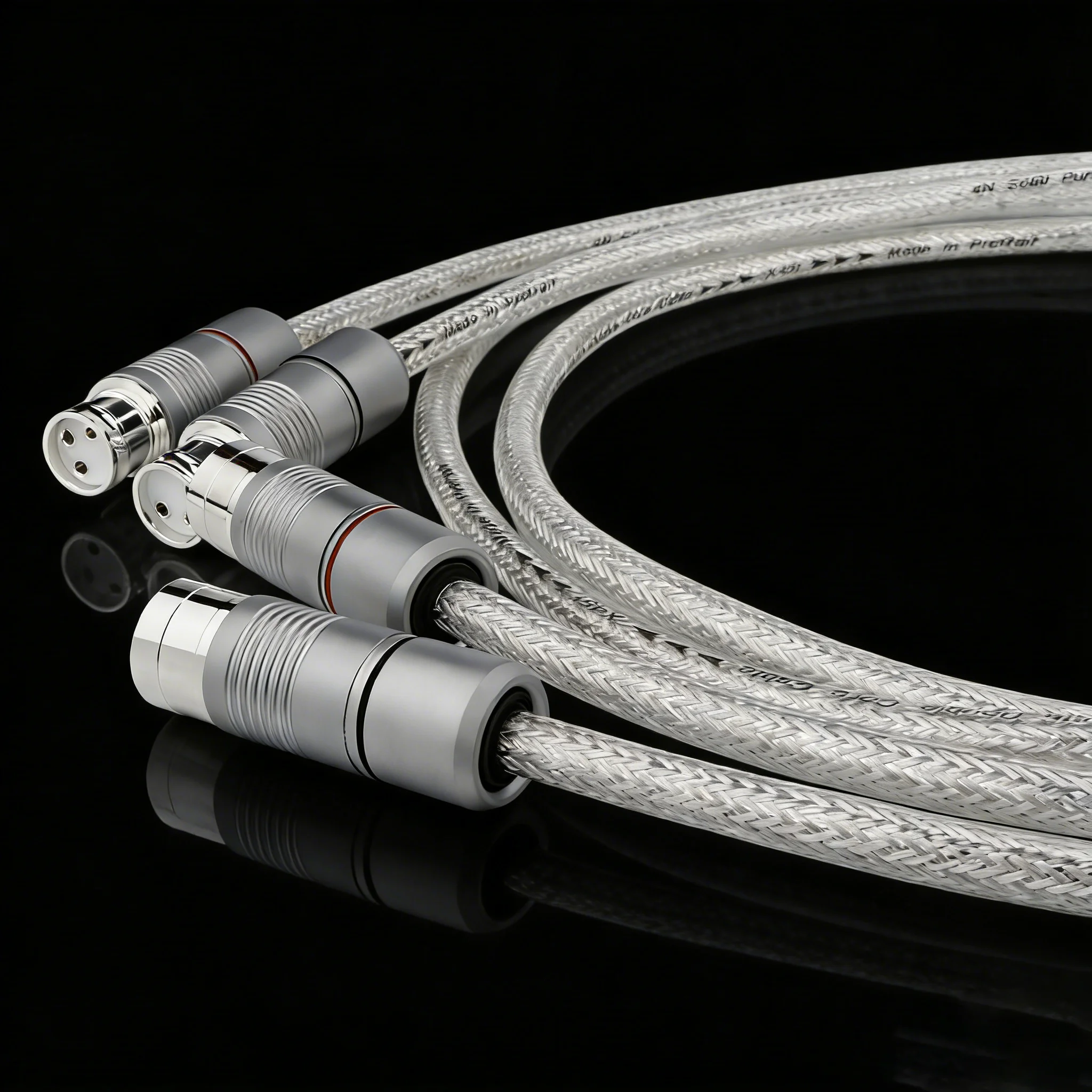Pair Pure Sterling Silver XLR Balanced Cable Female to Male Interconnect Audio Cable Solid PSS Core for Microphone Amplifier
