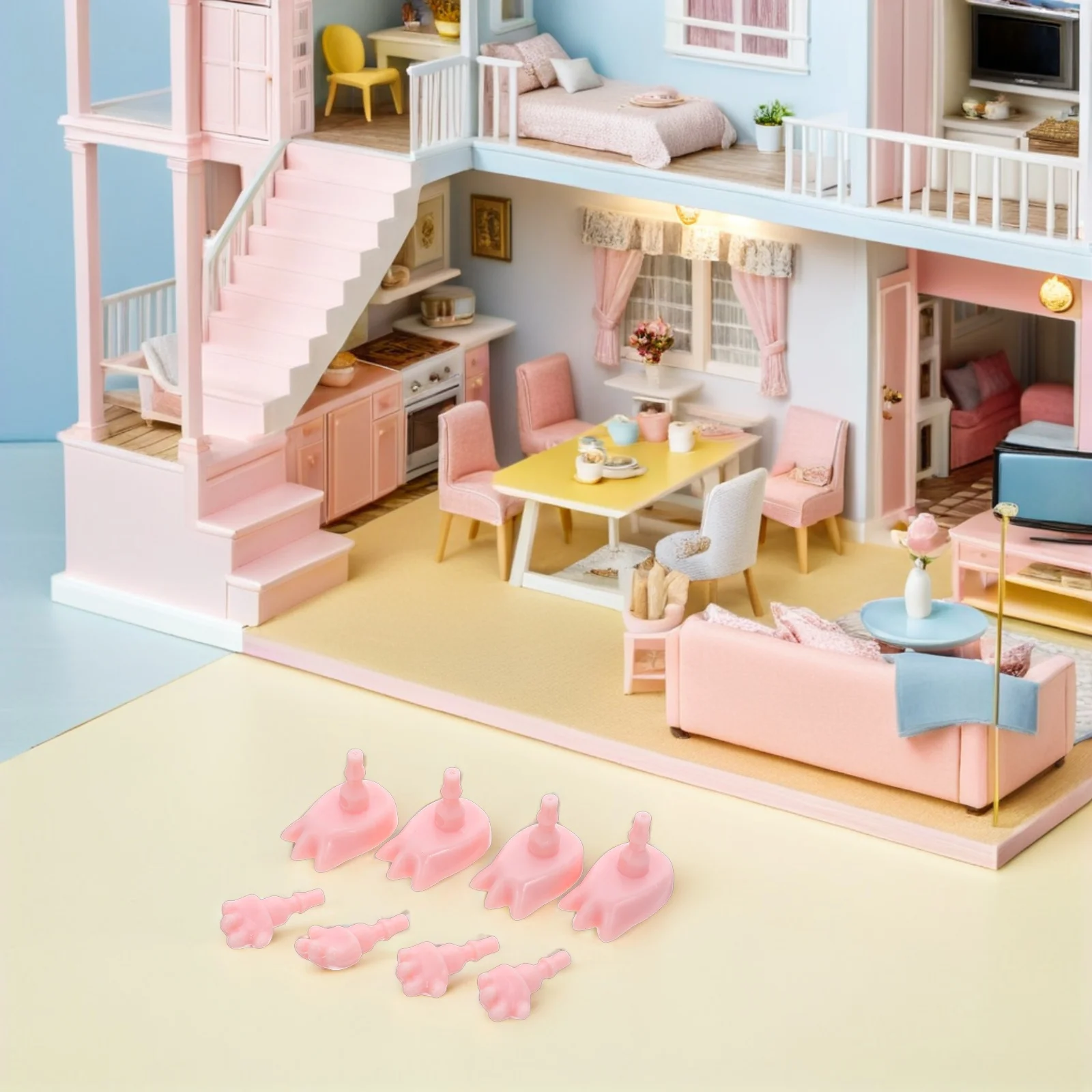 4 set Miniature Hands Feet Parts Realistic Plastic Joints For Diy Making Accessories Action Figure Craft Supply