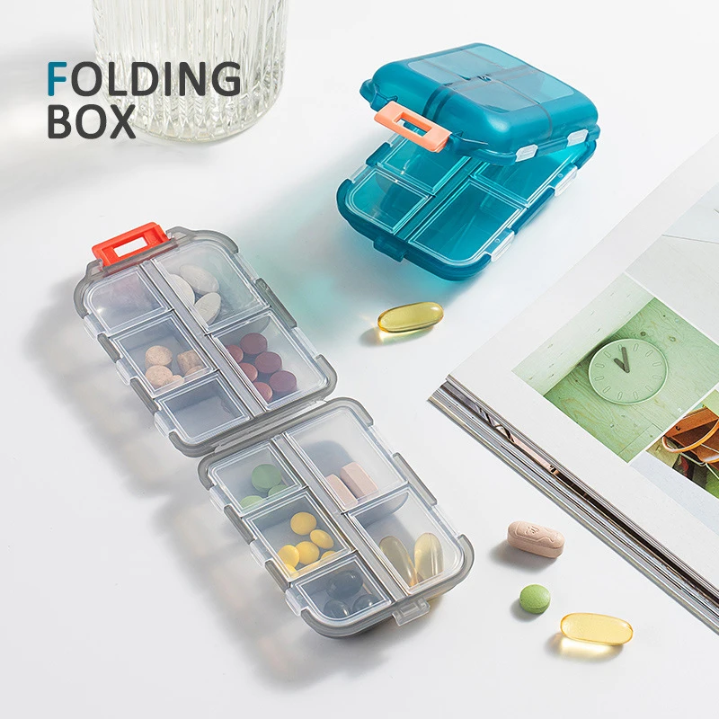 Portable Double Layer Transparent Mini Medicine Box 10 Compartments Travel Pill Organizer Storage Box for Personal Use